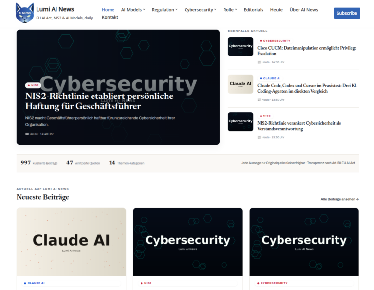 Lumi AI News ist live: Das kuratierte KI-Nachrichtenportal von Lumi-Systems.io